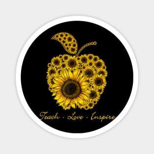 Teach Love Inspire Sunflowers Apple Teacher Magnet